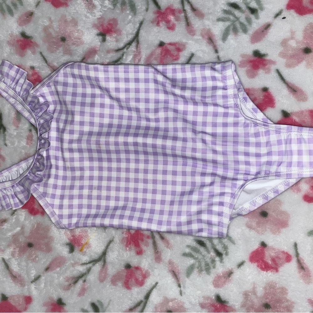 Carters Toddler- Purple Gingham Ruffle Swimsuit